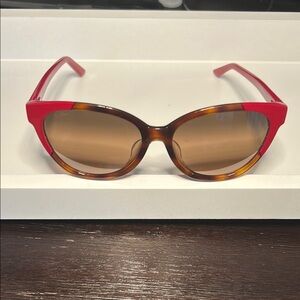 Maui Jim Red and Tortoiseshell Polarized Sunglasses with Cat-Eye Frame